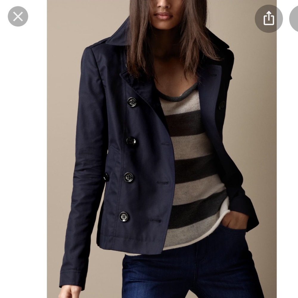 Burberry Brit Short Cotton Double Breasted Coat